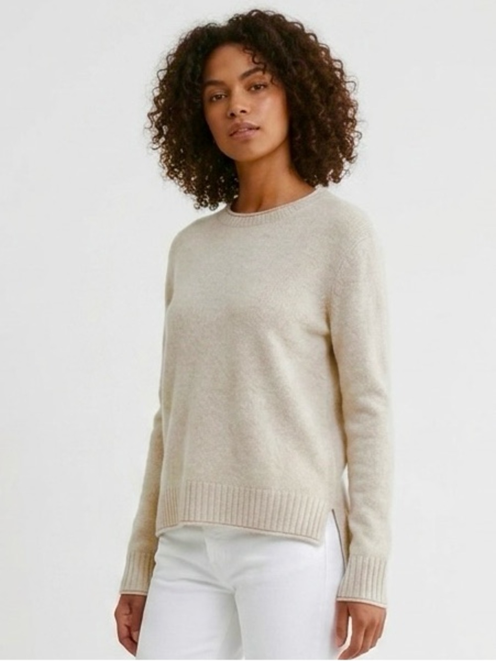 Jenni Kayne Everyday Sweater Wool Cashmere Crewneck Color Oatmeal Small